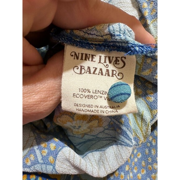 Nine Lives Bazaar Allure Maxi Wrap Dress Size 10 Blue Floral Boho Long Sleeve - Picture 14 of 16